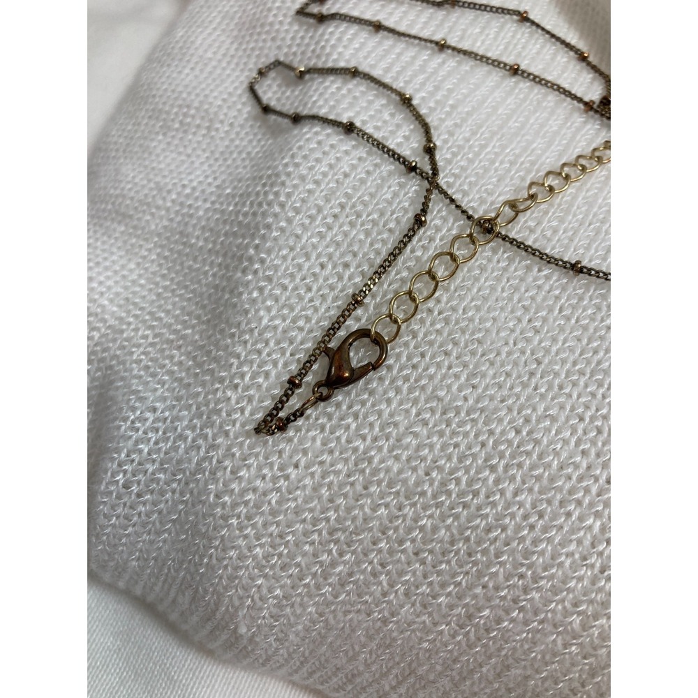 Boho‎ Lariat Tassel Necklace Bronze Tone Aqua Faceted Beads Layering Stackable - Picture 6 of 13